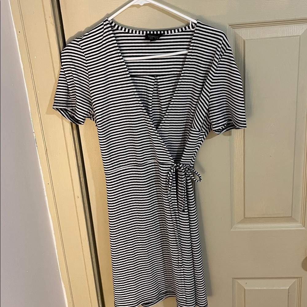 Topshop striped wrap dress